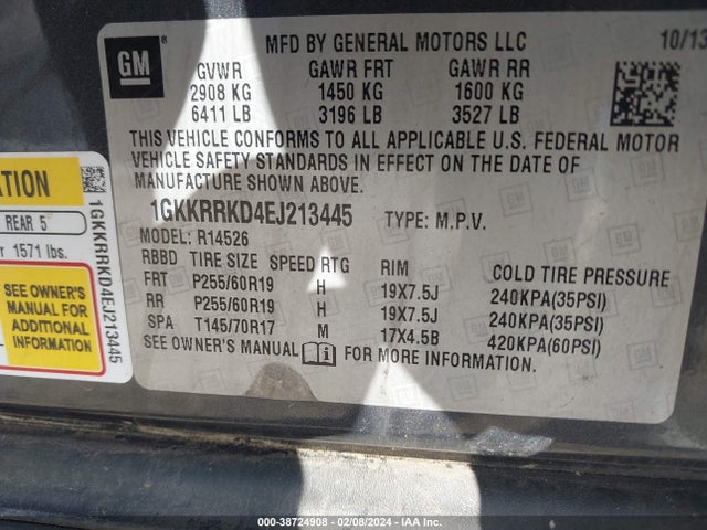 GMC Acadia Slt-1 2014 1GKKRRKD4EJ213445 Image 9