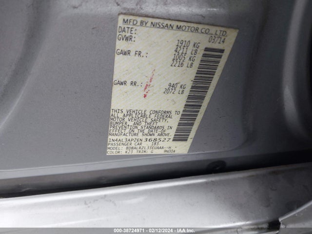 Nissan Altima 2.5 S 2014 1N4AL3AP2EN368527 Image 9