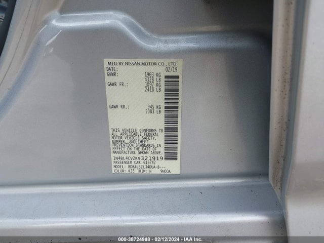 Nissan Altima 2.5 Sr 2019 1N4BL4CV2KN321919 Image 9
