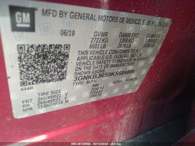 Chevrolet BLAZER RS 2019 3GNKBJRS9KS684899 Image 9