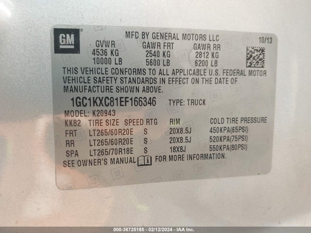 Chevrolet Silverado 2500hd Lt 2014 1GC1KXC81EF166346 Image 9