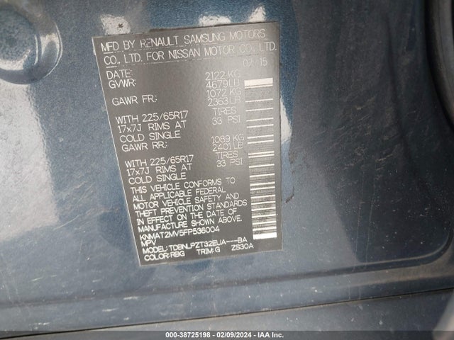 Nissan ROGUE S 2015 KNMAT2MV5FP536004 Image 9