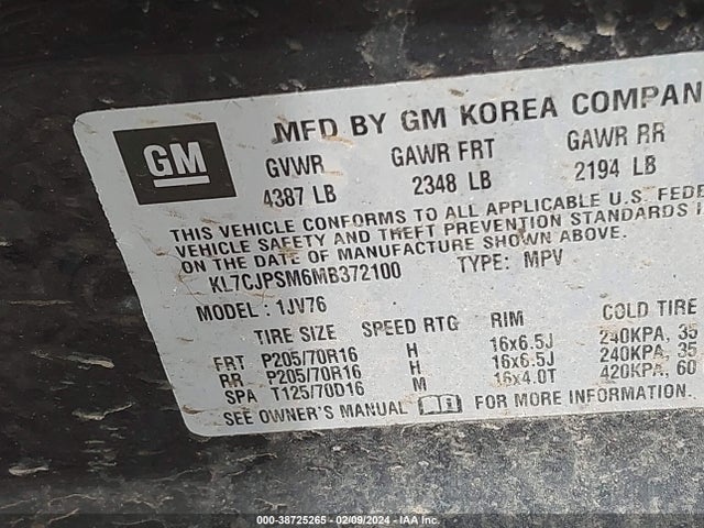 Chevrolet Trax Awd Lt 2021 KL7CJPSM6MB372100 Image 9