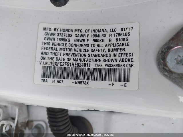 Honda Civic Lx 2017 19XFC2F51HE024911 Image 9