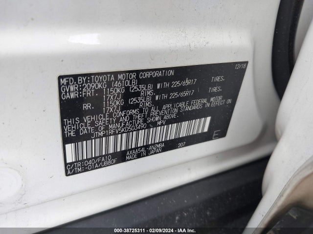 Toyota Rav4 Xle 2019 JTMP1RFV5KD503490 Image 9
