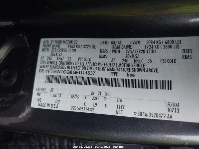 Ford F-150 Xlt 2016 1FTEW1CG8GFD11637 Image 9