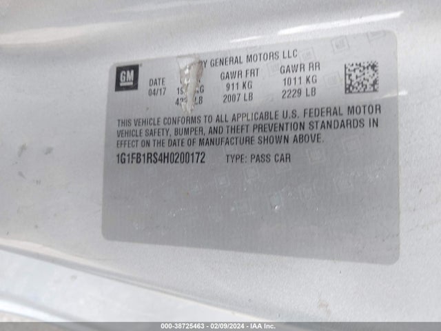 Chevrolet Camaro 1lt 2017 1G1FB1RS4H0200172 Image 9