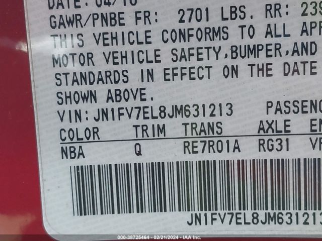 JN1FV7EL8JM631213 Infiniti Q60 3.0t Red Sport 400