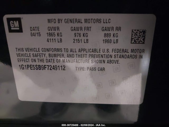 Chevrolet Cruze 2lt Auto 2015 1G1PE5SB9F7249112 Image 9