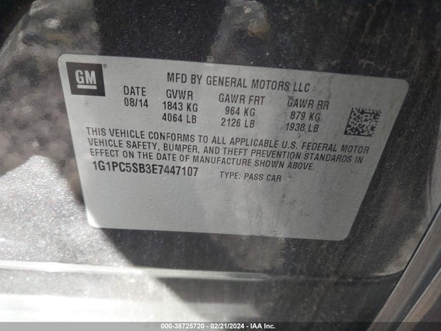 Chevrolet Cruze 1lt Auto 2014 1G1PC5SB3E7447107 Image 9
