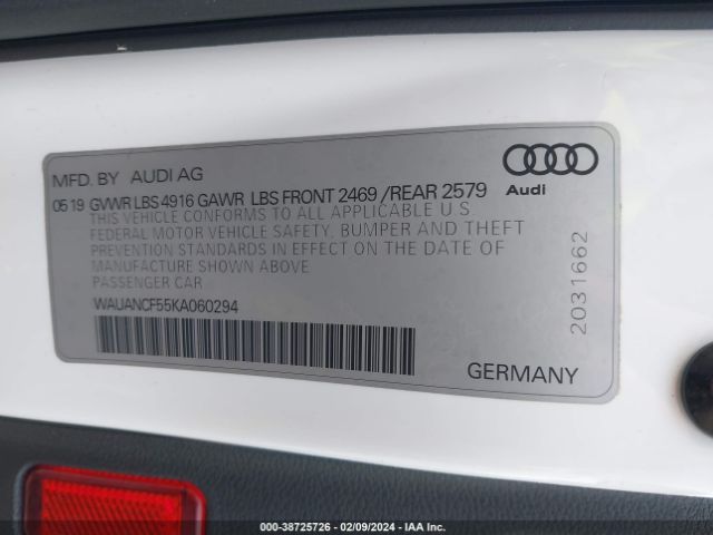 WAUANCF55KA060294 Audi A5 45 Premium