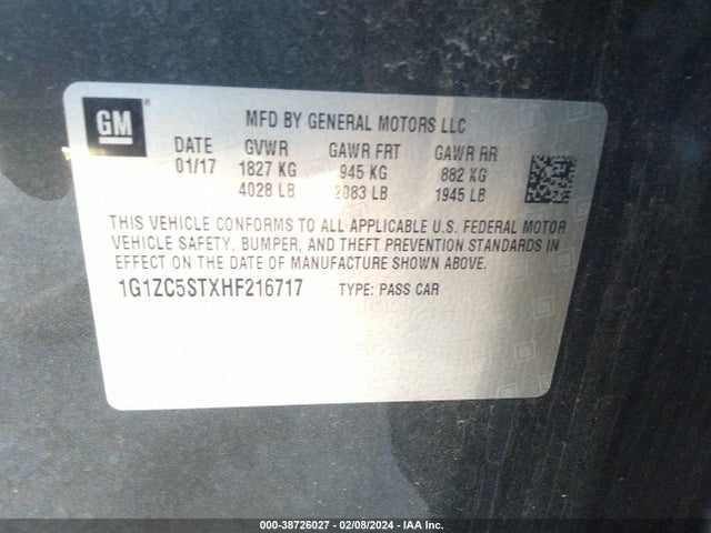 Chevrolet Malibu 1fl 2017 1G1ZC5STXHF216717 Image 9