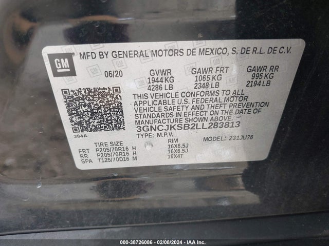 Chevrolet Trax Fwd Ls 2020 3GNCJKSB2LL283813 Image 9