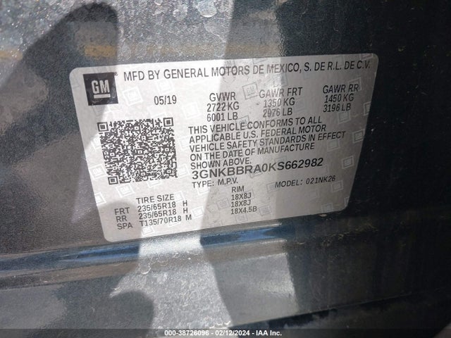 Chevrolet Blazer 2019 3GNKBBRA0KS662982 Image 9