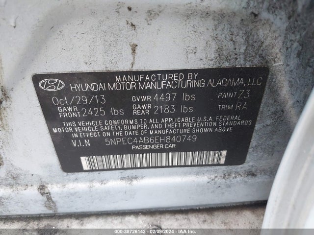 Hyundai Sonata Limited 2.0t 2014 5NPEC4AB6EH840749 Image 9