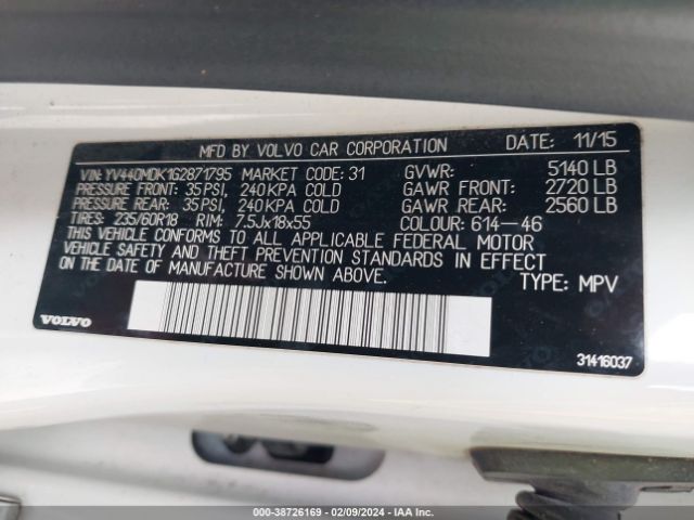YV440MDK1G2871795 Volvo Xc60 T5 Drive-e Premier