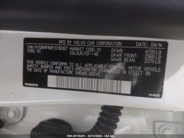 YV126MFB9F2316267 Volvo S60 T5 Premier