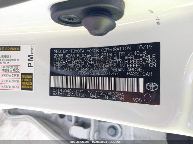 Toyota COROLLA SE 2020 JTDS4RCE9LJ021257 Image 9
