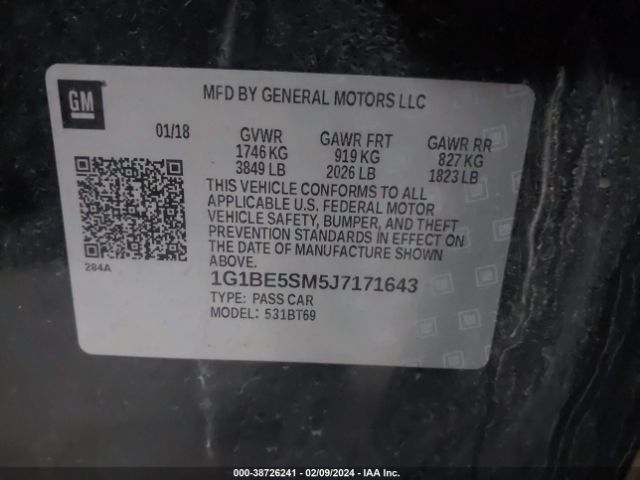 Chevrolet Cruze Lt Auto 2018 1G1BE5SM5J7171643 Image 9