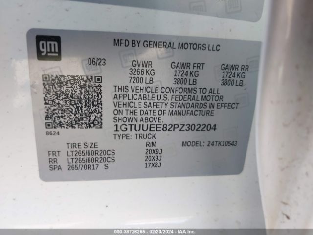 1GTUUEE82PZ302204 GMC Sierra 1500 4wd  Short Box At4