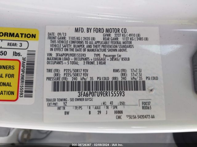 3FA6P0PU9ER155593 Ford Fusion Energi Se Luxury