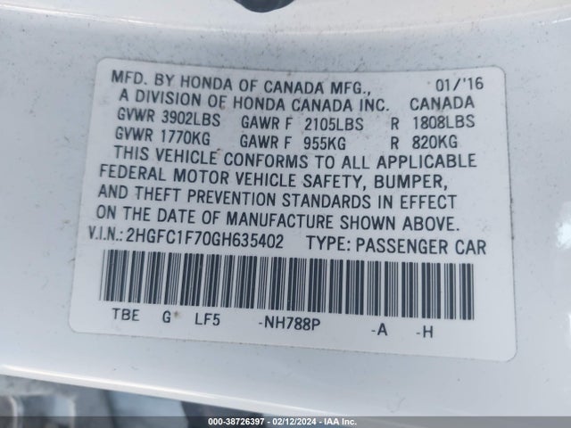 Honda Civic Ex-l 2016 2HGFC1F70GH635402 Image 9
