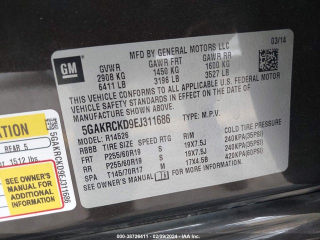 5GAKRCKD9EJ311686 Buick Enclave Premium