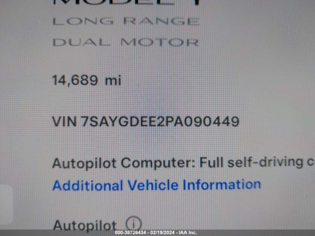 Tesla Model Y 2023 7SAYGDEE2PA090449 Image 9