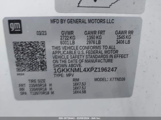1GKKNML4XPZ196247 GMC Acadia Fwd Slt