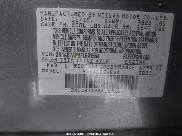 Nissan SENTRA SV 2015 3N1AB7AP8FL691554 Image 9