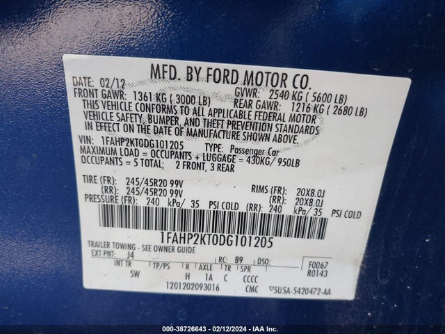1FAHP2KT9EG101205 Ford TAURUS SHO