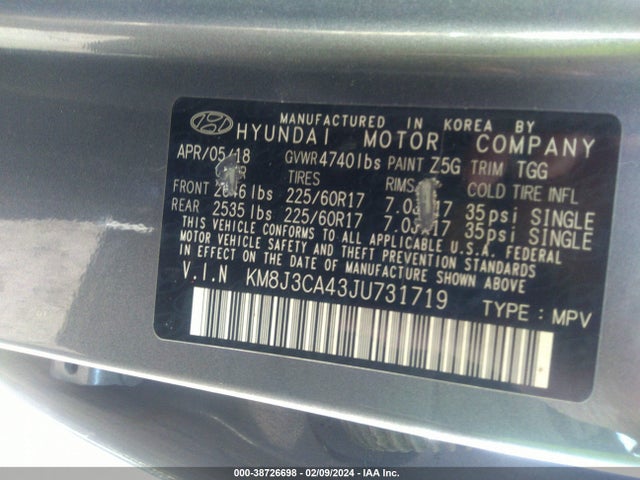 Hyundai TUCSON SEL 2018 KM8J3CA43JU731719 Image 9