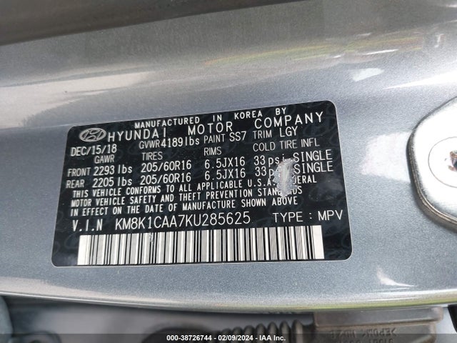 Hyundai Kona Se 2019 KM8K1CAA7KU285625 Image 9