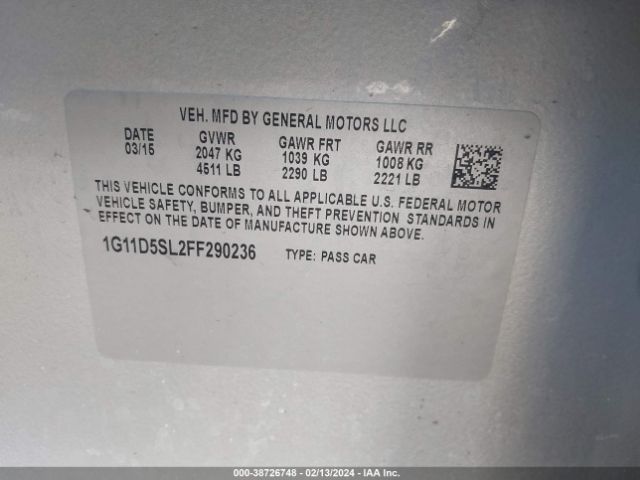 1G11D5SL2FF290236 Chevrolet MALIBU 2LT