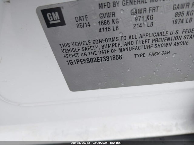 Chevrolet Cruze 2lt Auto 2014 1G1PE5SB2E7381868 Image 9
