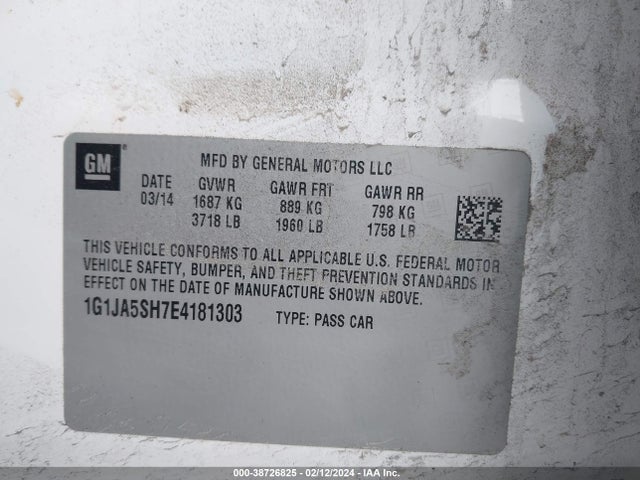 Chevrolet Sonic Ls Auto 2014 1G1JA5SH7E4181303 Image 9