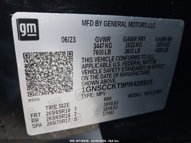 Chevrolet Suburban 2wd Lt 2023 1GNSCCKT9PR428915 Image 9