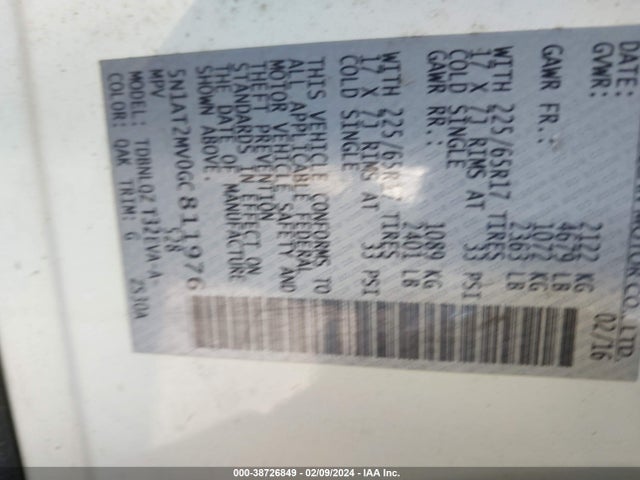 Nissan ROGUE SV 2016 5N1AT2MV0GC811976 Image 9