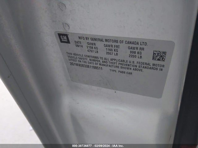Chevrolet Impala Limited Ls 2014 2G1WA5E33E1188511 Image 9