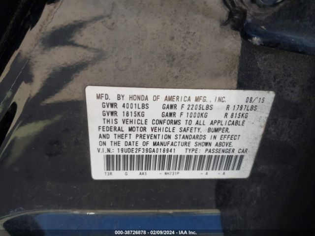 19UDE2F39GA018941 Acura Ilx 2.4l/acurawatch Plus Package