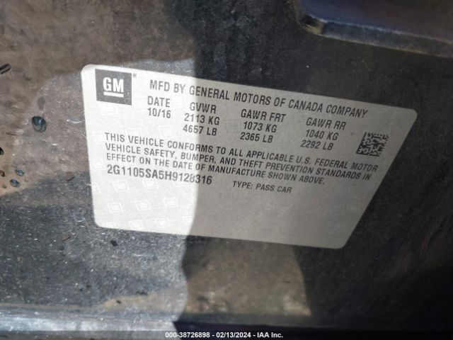 2G1105SA5H9128316 Chevrolet IMPALA 1LT