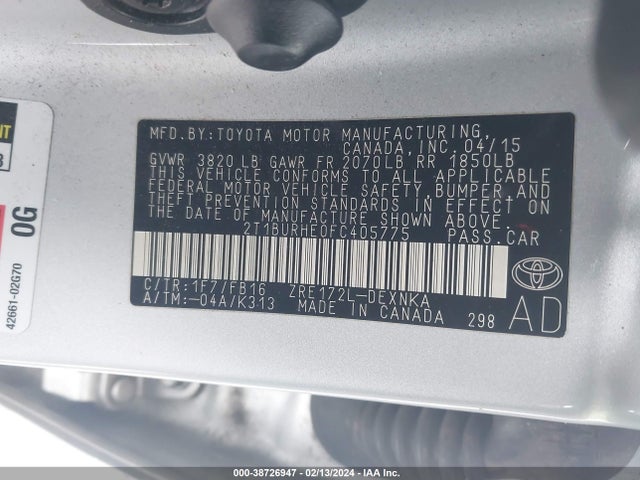 Toyota COROLLA LE 2015 2T1BURHE0FC405775 Image 9