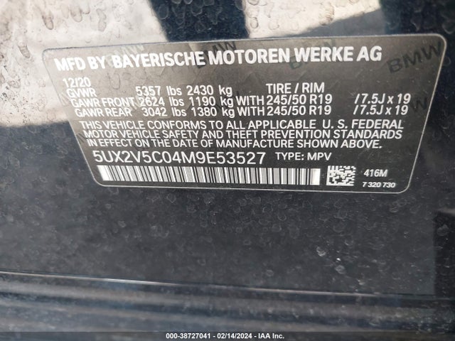 5UX2V5C04M9E53527 BMW X4 M40i