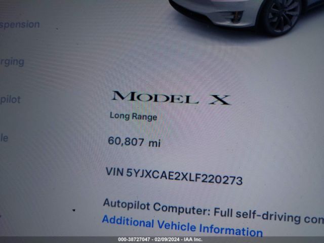 5YJXCAE2XLF220273 Tesla Model X Long Range Dual Motor All-wheel Drive/long Range Plus Dual Motor All-wheel Drive