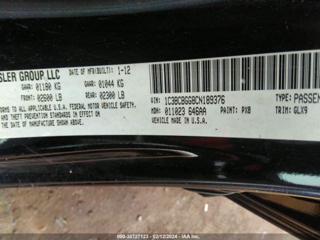 2012 CHRYSLER 200 1C3BCBGG8CN189376 Photo 8