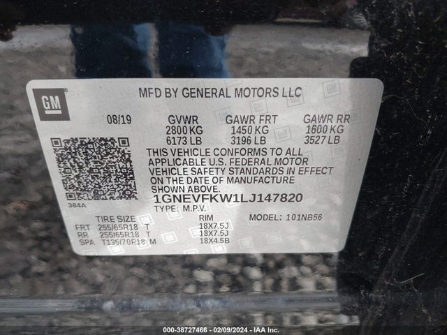 Chevrolet Traverse Awd Ls 2020 1GNEVFKW1LJ147820 Image 9