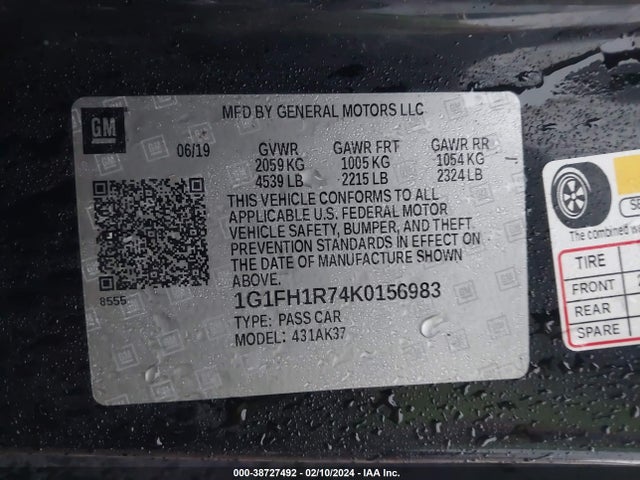 Chevrolet CAMARO 2SS 2019 1G1FH1R74K0156983 Image 9