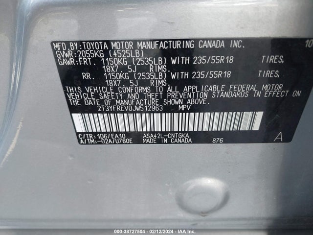 Toyota Rav4 Limited 2018 2T3YFREV0JW512963 Image 9