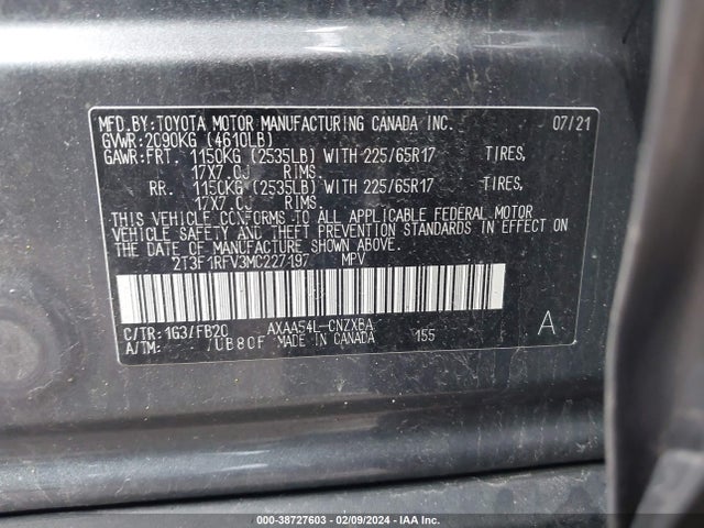 Toyota RAV4 LE 2021 2T3F1RFV3MC227197 Image 9