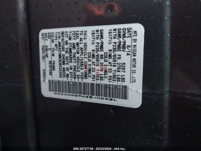 JN8AZ1MW3EW532088 Nissan MURANO S